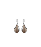 Ormé Earrings - Silver in rhodium with Taupe Leather