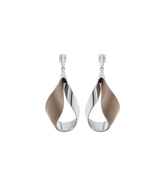 Ormé Pendant Earrings - Silver in rhodium with Taupe Leather