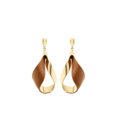 Ormé Pendant Earrings - Gold Gilded with Camel Leather