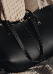 Cyme - Textured Black with Ecru Stitching