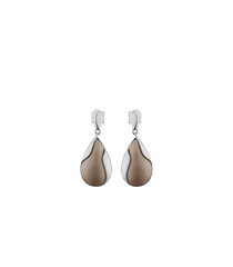 Ormé Earrings - Silver in rhodium with Taupe Leather