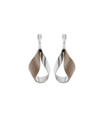 Ormé Pendant Earrings - Silver in rhodium with Taupe Leather